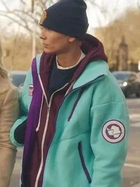 Shop Evan Mock Gossip Girl Season 2 Turquoise Fleece Jacket