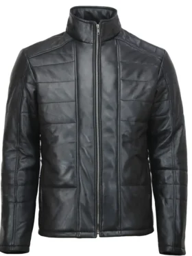 Andrew Tate Black Puffer Leather Jacket