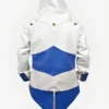 Assassins Creed Hooded White and Blue Leather Jacket