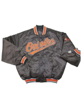 Baltimore Orioles Black Satin Varsity Jacket