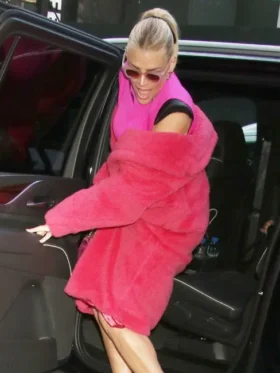 Busy Philipps Pink Fur Coat