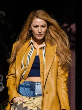 It Ends With Us 2024 Blake Lively Yellow Leather Coat