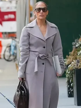Jennifer Lopez NYC Gray Trench Coat