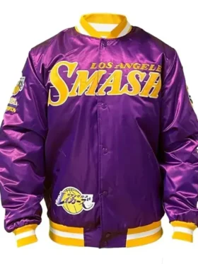 My Hero Academia Los Angeles Lakers Satin Bomber Jacket For Men