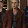 Red Right Hand 2024 Andie MacDowell Brown Leather Jacket