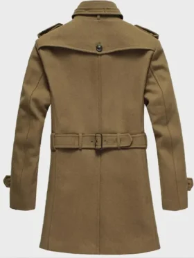 Stylish Men’s Mid-Length Brown Wool Coat