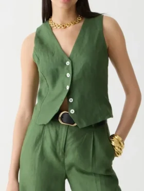 Amanda Kloots The Talk 2024 Green Cotton Vest