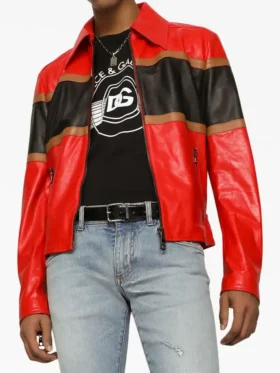 American Idol S22 Luke Bryan Striped Faux Leather Jacket