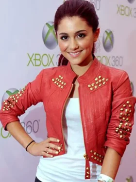 Ariana Grande Red Leather Jacket