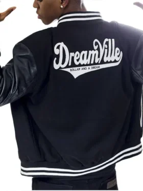Buy Men’s Born Sinner Dreamville Dollar and a Dream Black Varsity Jacket for Sale Men and Women
