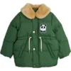 Buy Panda Patch Green Faux Fur Puffer Jacket