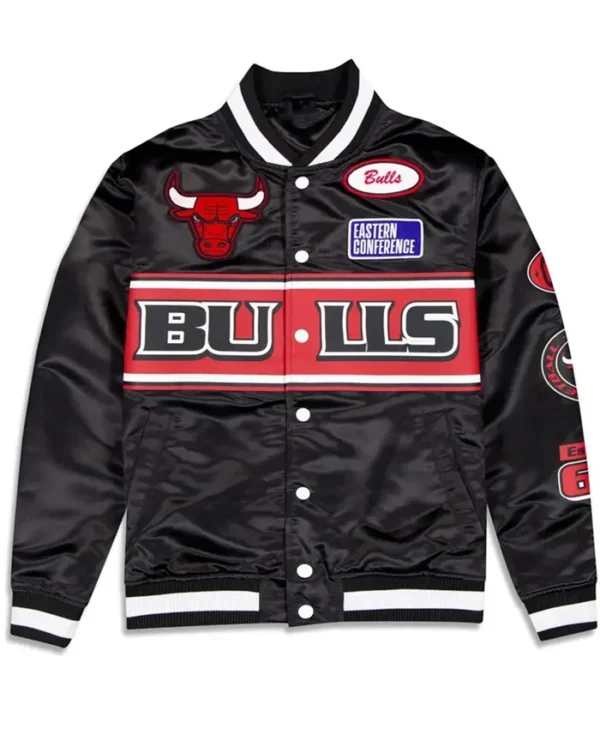 Chicago Bulls Rally Drive 2024 Satin Varsity Jacket