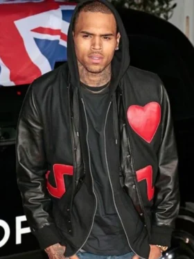Chris Brown Red Heart Bomber Jacket On Sale