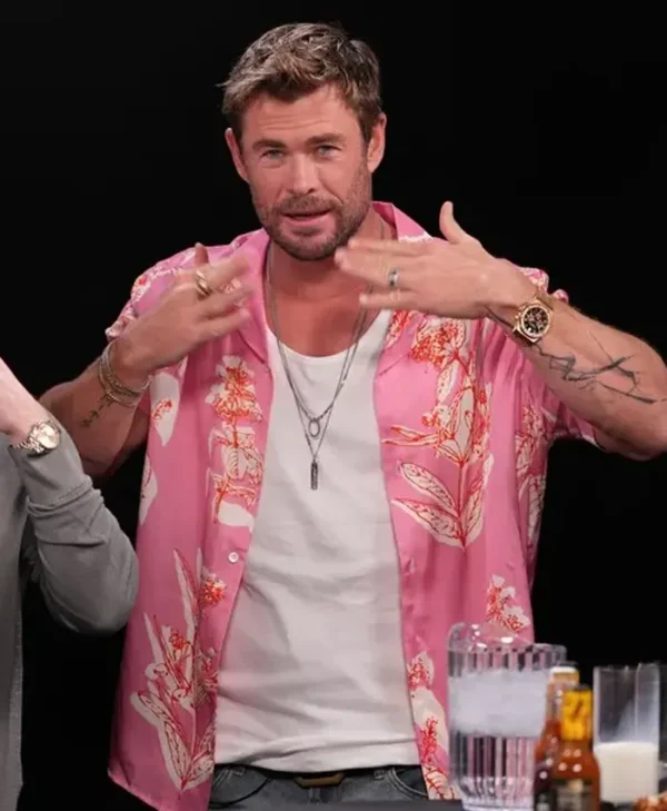 Chris Hemsworth Hot Ones Show Pink Viscose Shirt