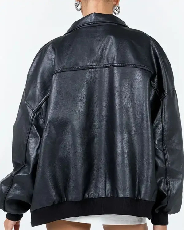Goldsmith Faux Leather Bomber Jacket Black Backside