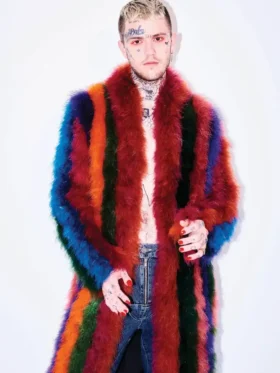 Lil Peep Multicolor Long Faux Fur Coat