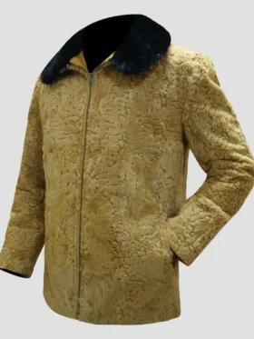 Men Neal Faux Persian Lamb Yellow Fur Jacket