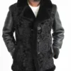 Micah Persian Lamb Fur with Leather Sleeves Black Jacket