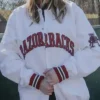 Pon Arkansas Razorbacks Bomber White Satin Varsity Jacket