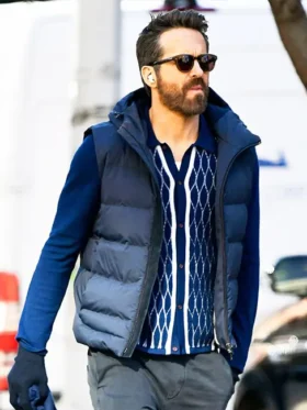 Ryan Reynolds Blue Puffer Vest