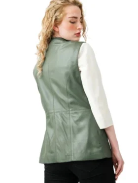 Shop Maria Green Leather Vest
