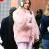 Shop Suki Waterhouse Furry Pink Jacket