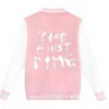 The First Time The Kid Laroi Pink Varsity Jacket Backside
