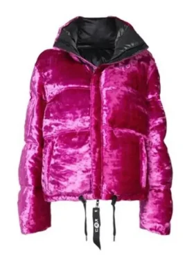 Ariana Grande 7 Rings Pink Puffer Jacket For Women