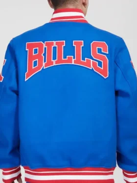 Buffalo Bills Crest Emblem Royal Blue Varsity Jacket Back