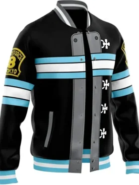 Company 8 Fire Force Black Varsity Jacket For Sale
