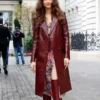 Zendaya Double Breasted Trench Leather Coat